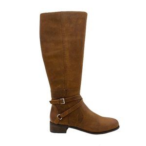 Charles David Tan Nubuck Fine Leather SOLO Riding Knee Fleece Lined Boots 7.5M